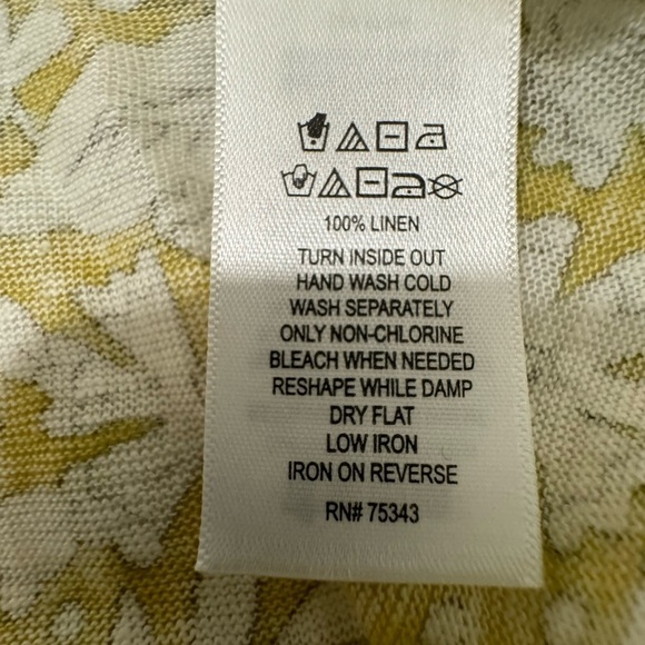Rachel Ashwell 100% Linen Floral Top, M. Yellow/green color. NWOT - Picture 8 of 8